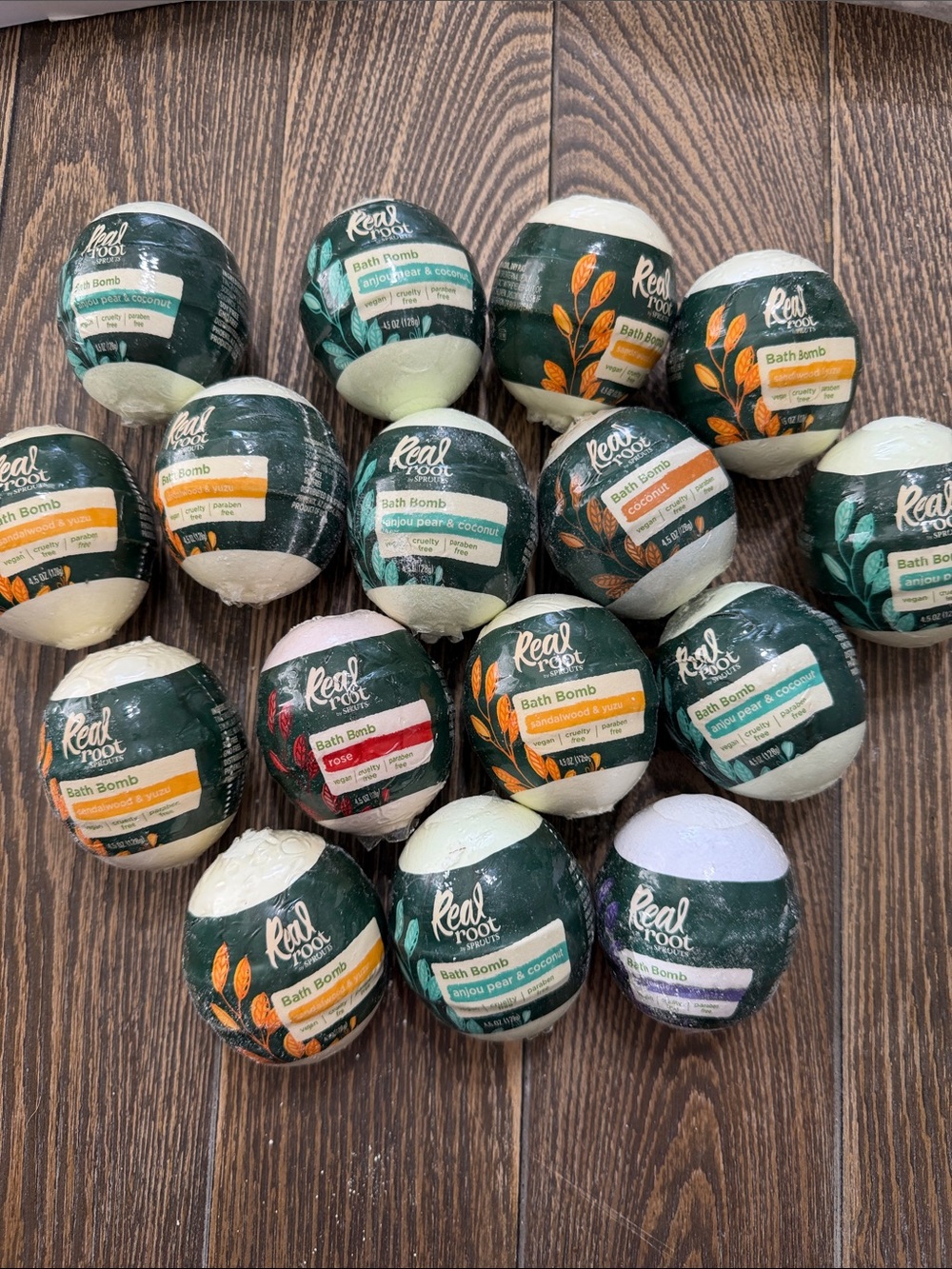 16 Women’s Bath Bomb Set — sandalwood, rose pear, and coconut lavender
